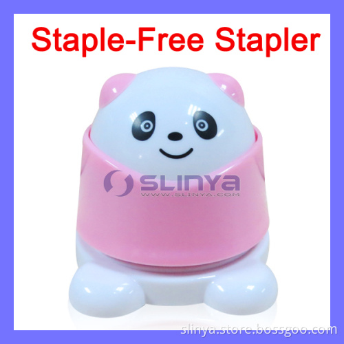 Carton Panda Pig Cube Multi Color 5 Sheet A4 Paper Staple Free Stapler